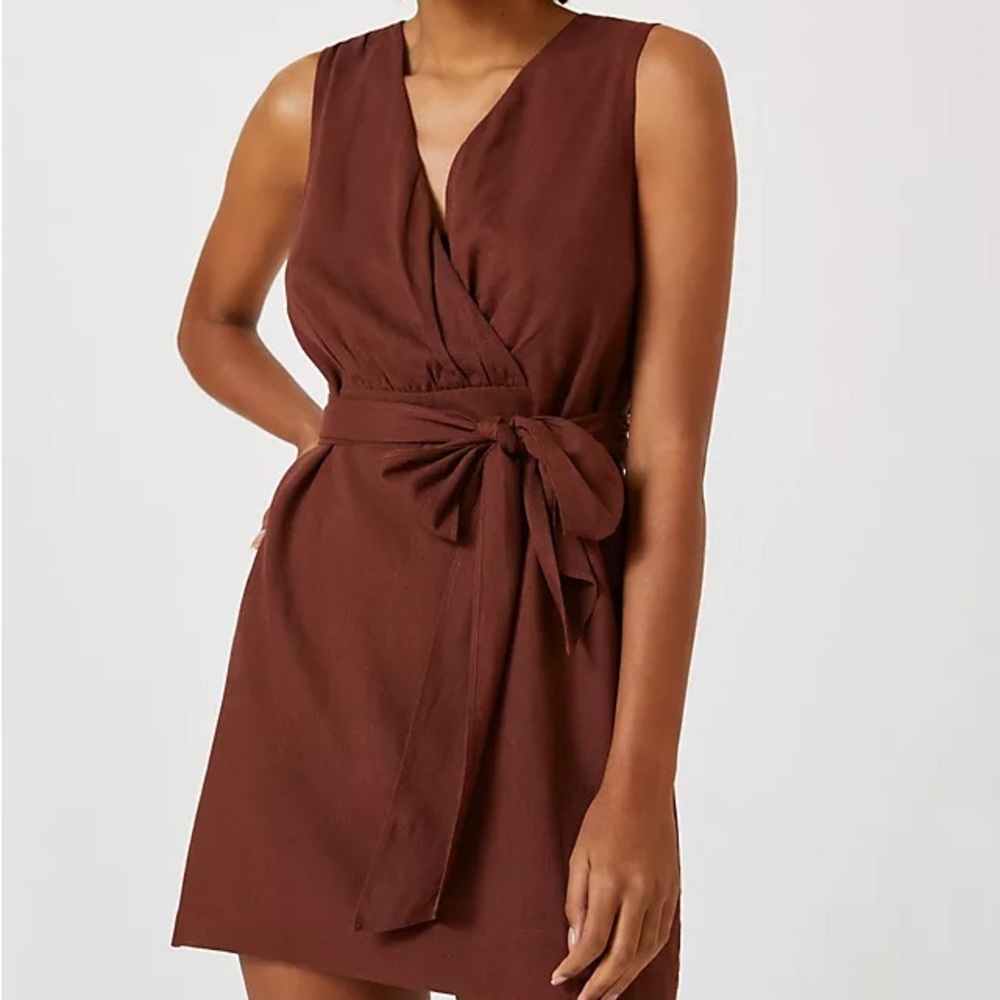 Anthropologie Sunday in Brooklyn Linen Faux Wrap Dress